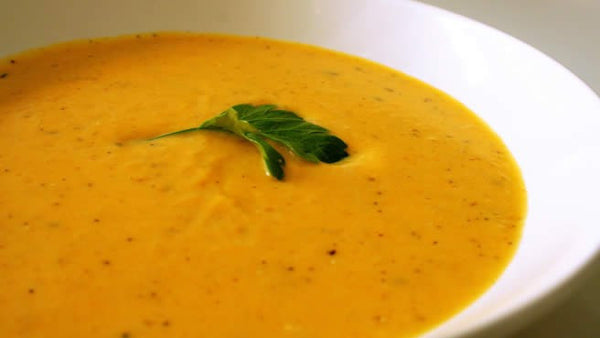 Vegetables and baked apples puree soup